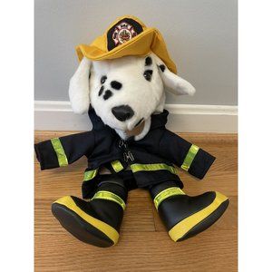 2008 Silly Puppets Teddy Bear Firefighter Dog Plush Hand Puppet 14"